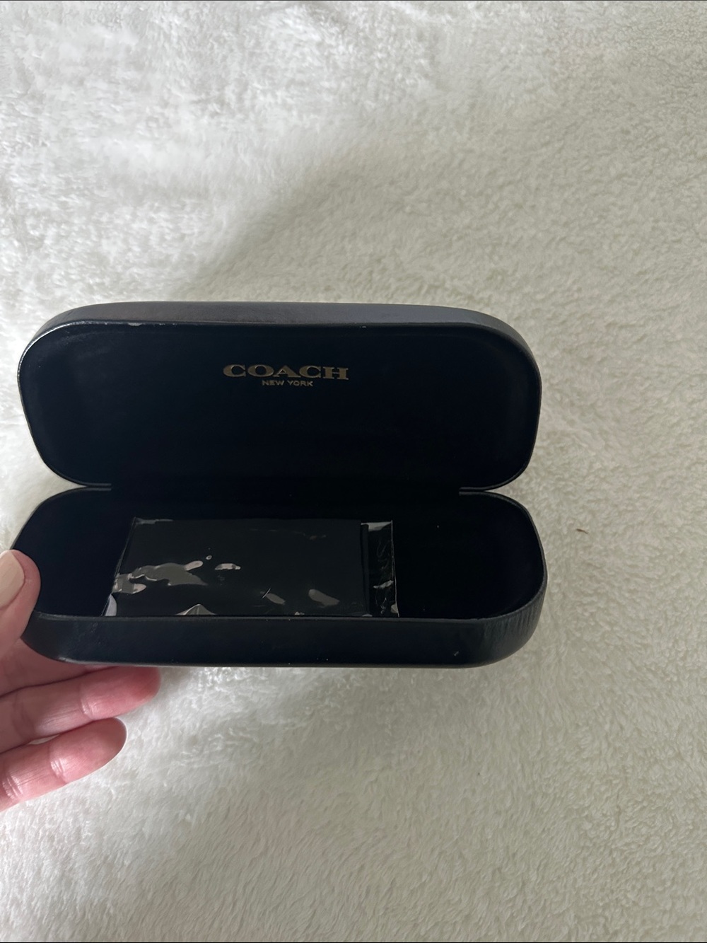 Coach Black Eyeglass Case with Gold Logo Interior